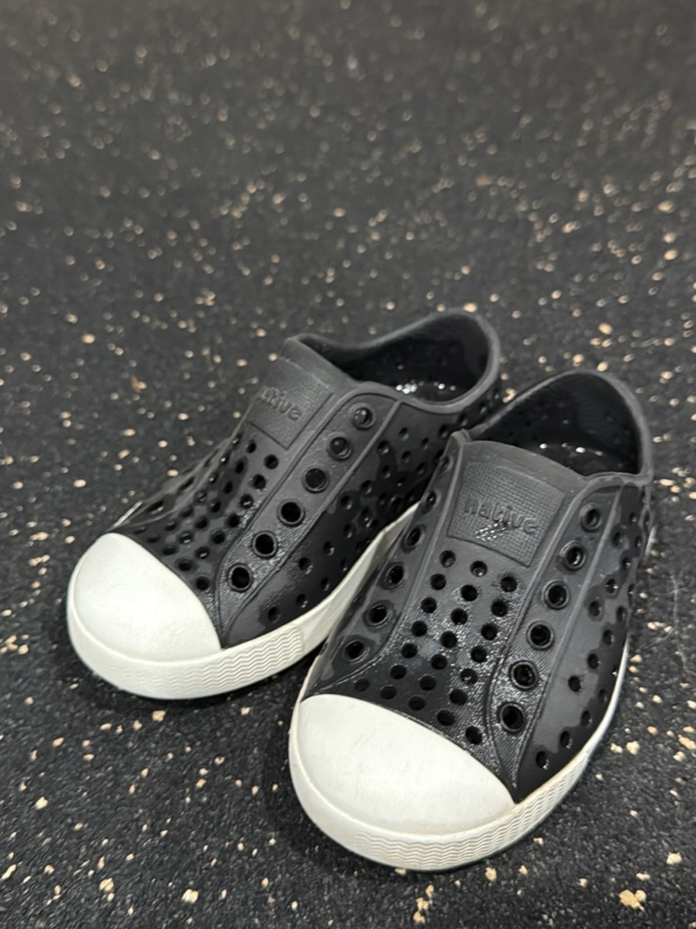Native Kids Water Shoes Jefferson Slip-On in Black and White